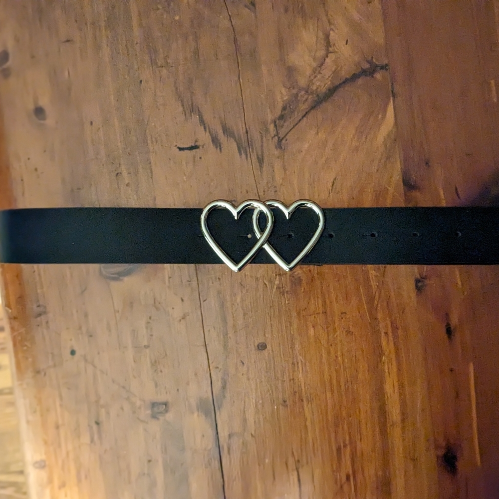 Double Heart Buckle and Leather Belt  38"